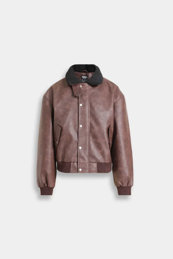 Men’s Washed-Out Faux Leather Jacket