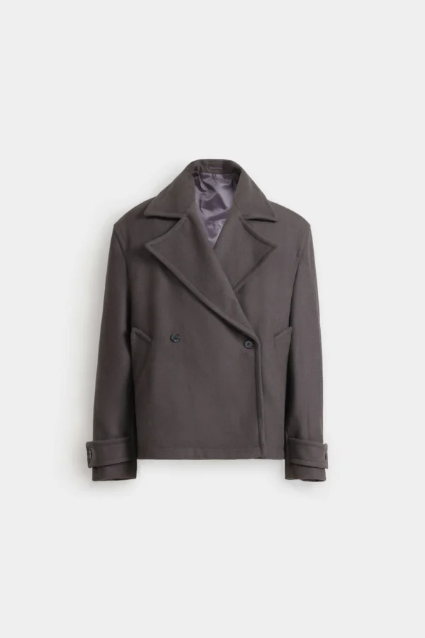 Cropped Wool Blend Coat