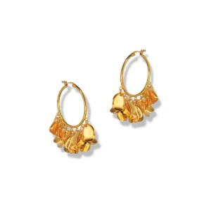 Golden Petal Hoop Earrings