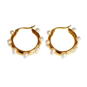 Moonlit Pearl Hoops